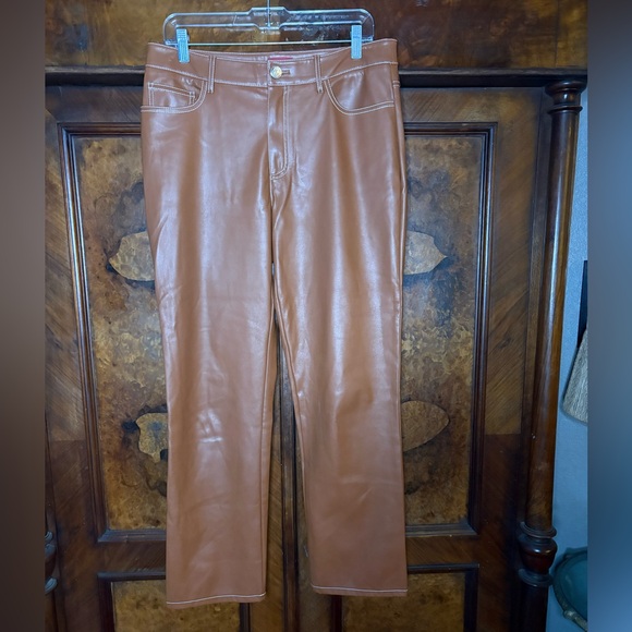 STAUD- Elliot Faux Leather Pants in Color Whiskey. Size 10 - Picture 5 of 13